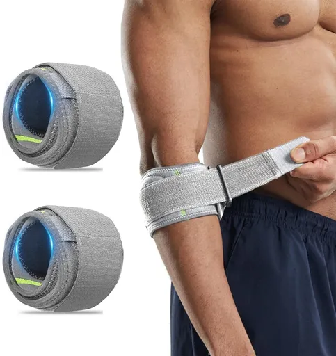 2 Pack Tennis Elbow Brace Adjustable Compression Strap With 3D Pad For Golfers And Tennis Players, Gray One Size