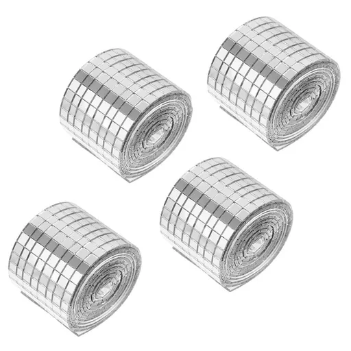 4Pcs Self-Adhesive Mirror Tiles 5mm x 5mmThree-Dimensional Mosaic Tiles Small Square Mirror Tiles for Craft Home Decorations(Silver)