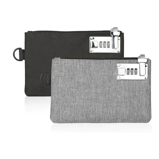 2Pcs Lockable KOSMCCOMoney Bags Nylon Lock Bank Bag Coin Bag,Storage Cash Bag for Jewelry,Passport,Credit Cards