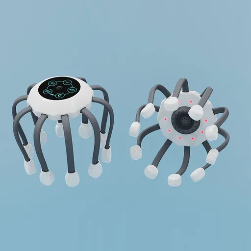 White Upgraded B model [5 modes + vibration + timing + red light] Multifunctional Electric Head Massager with 14 Nodes- Scalp Stress Relief