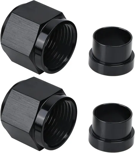 6AN Female Hardline Tube Nut & Sleeve Aluminum Fitting for 3/8" OD Alloy Tubing 2PCS