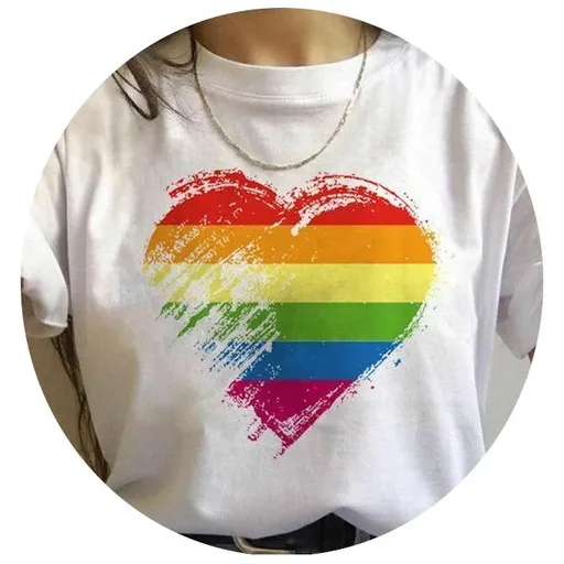 House Of Dasein 17 Designs Gay Pride Rainbow Harajuku Shirts For Women - Rainbow - S - Rainbow Heart