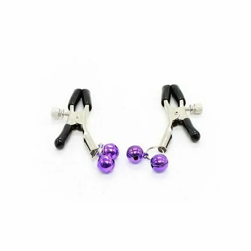 House Of Dasein Metal Double Bell Nipple Clamps Clitoris Clips Bdsm Bondage Restraints Kink - Purple - Bell Clips
