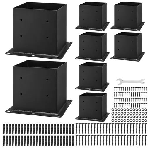 8 Pcs 4x4 Post Base Bracket Wood Fence Post Anchor Inner Size 3.6x3.6 in