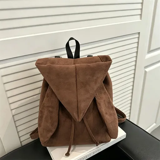 Minimalist Angel Wings Hood‑Style Backpack | Halloween Travel Accessory | Unique Drawstring Shoulder Bag Brown