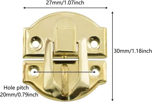 8-Pack Antique Decorative Retro Jewelry Box Latch with Matching Screws for Cabinet Drawer Wooden Crafts - Gold