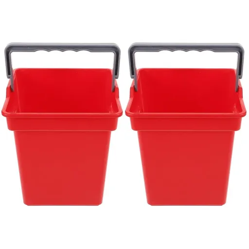 2Pcs Red Plastic Mop Bucket for Home Use with Handle
