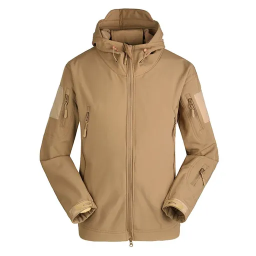 ESDY Men Softshell Jacket Outdoor Fleece Training Coat Khaki