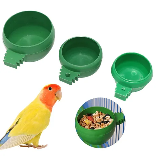 3 Pcs different sizes Bird Mini Plastic Feeder Parrot Small Food Water Bowl Cage Sand Cup Feeding Holder