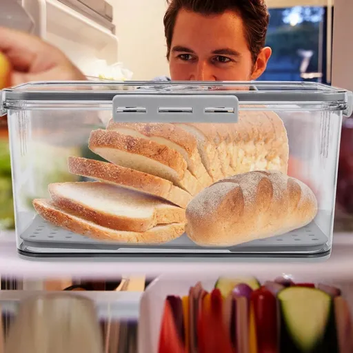 Transparent Home Storage Box for Fruits and Vegetables with Built-in Timer Lid for Freshness