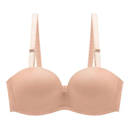House Of Dasein Summer Smooth Anti-Slip Seamless Gathered Sexy Comfortable Daily Plus Size Single Bra - Apricot - 80C