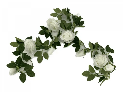 Flowering White Artificial Rose Garland 190cm