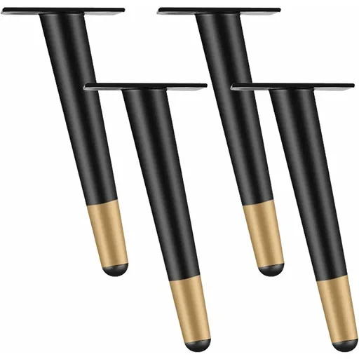 4 pcs Set Furniture Legs 10Cm Metal Table Chair Legs With Non-Slip Silent Base Black+Gold