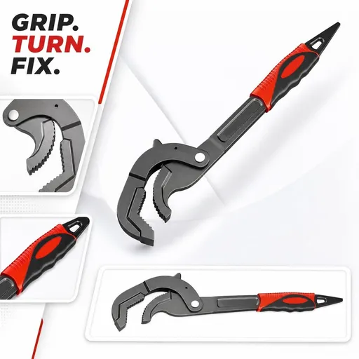 Manual Universal Adjustable Wrench Chrome Vanadium Steel Auto Locking Three Sided Jaw for 0.51-1.18 Inch Bolts Heavy Duty Tool for Home Plumbing Maintenance Tasks