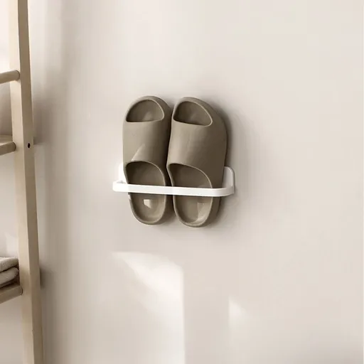 Wall Mounted Slipper Rack For Bathroom, Adhesive Shoe Holder, Open Vent Slots, Space Saving Footwear Storage, Entryway Shower Room Dorm Home, Slipper Organizer, Shoe Rack, Bedroom Entryway Dorm Room