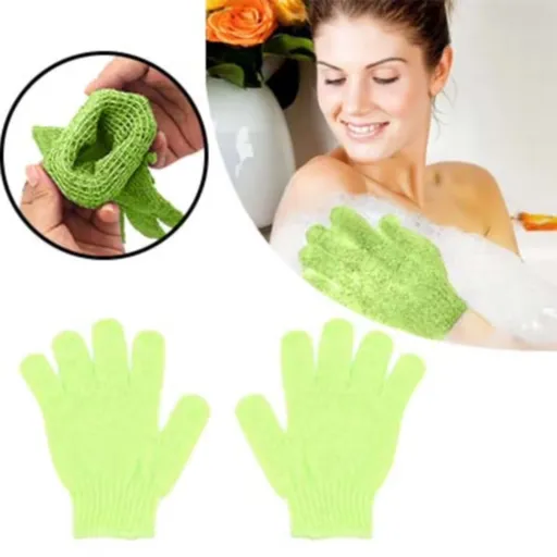 1 Pair Exfoliating Bath Gloves, Body Scrub Mitts for Shower Cleansing and Massage, 5.9 x 7.28 in, Green, for Home Bath and Body Care
