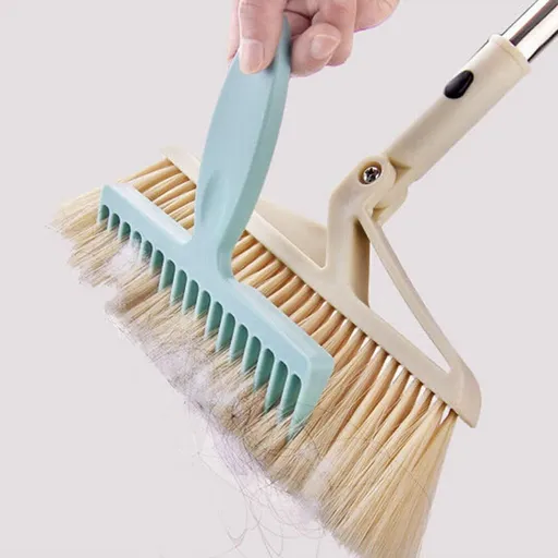 1 PCS Household Broom Hair Remover Tooth Comb Hair Remover Tool Long Handle Broom Hair Cleaner Dust Scraper