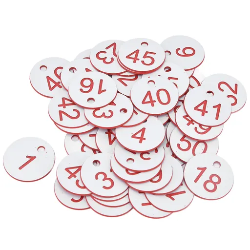 50Pcs Beehive Tag ABS Round Numbered Sign Labels with Hole Livestock Beekeeping SuppliesWhite 1-50