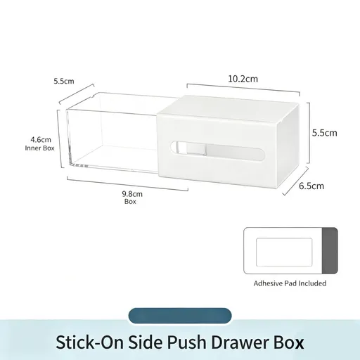Adhesive Side Pull Drawer Organiser, Clear Acrylic Storage For Mirror Cabinet Interior