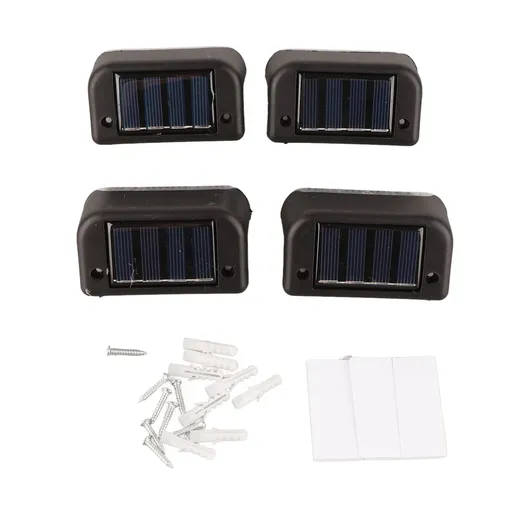 4 Pcs Solar Step Light White Lighting Waterproof High Strength Solar LED Deck Light Outdoor Stair Lamp