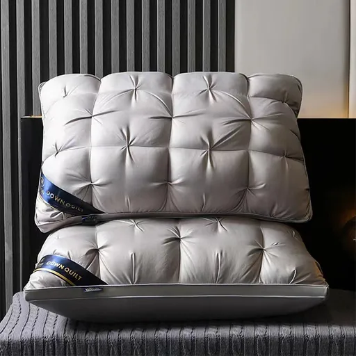 Adjustable Bed Pillow Set Hotel Quality Down Alternative Grey 2-Pack