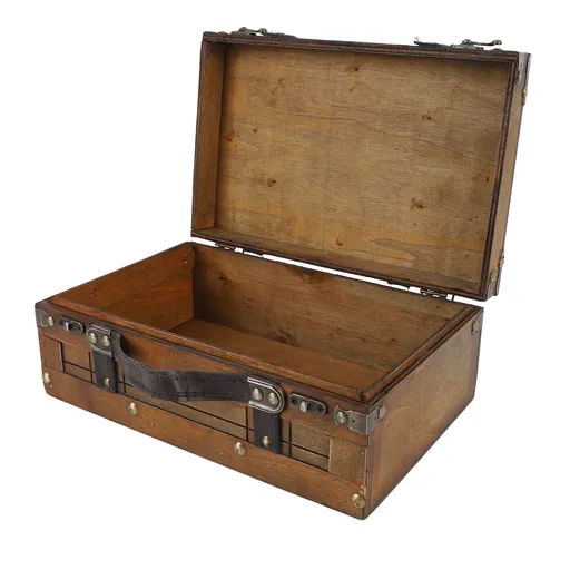 Wooden Chest Portable Vintage Distressed Multifunctional Wood Storage Trunk Handbag for Clothes Toys Photo Prop Small