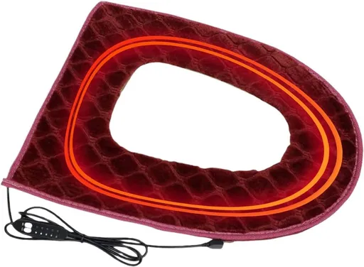 Heated Toilet Seat, 5-Step Adjustable Heating, With Timer, Plug-in Design, Heated Toilet Seat for Winter, USB, Burgundy