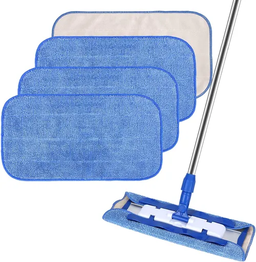 Microfiber Cleaning Cloth Compatible with MR SIGA Professional Microfiber Mop - Professional Reusable Flat Mop Refills - Mop Pads Replacement for Hardwood Cleaning (4 Pack)