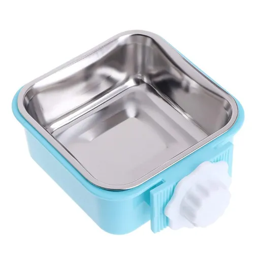 Stainless Steel Removable Hanging Food Water Bowl Crate Coop Cup,Pet Cage Bowls with Bolt Holder for Dog, Puppy, Cat, Rabbit,