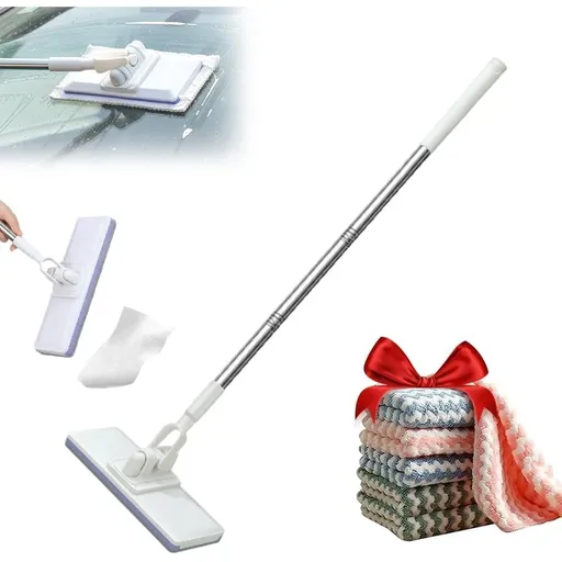 Disposable Dust Mop with 10 Reusable Cloths, New Lightweight Mini Mop, Convenient Flat Mop for Tight Spaces, Multipurpose Long Handle Mops for Home Cleaning