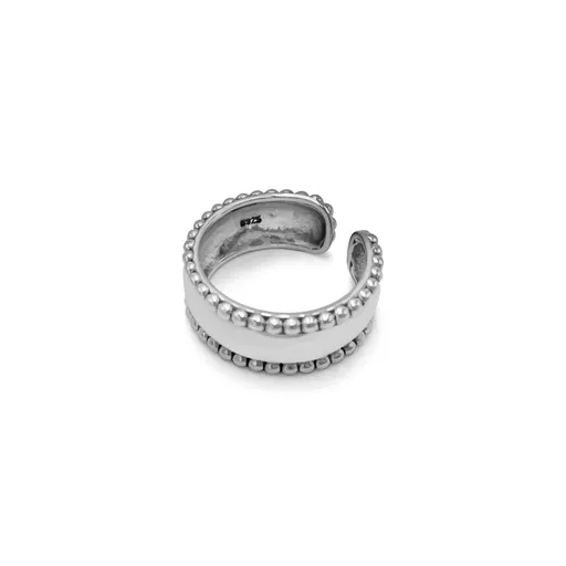 Beaded Chunky Band Ring in Sterling Silver, Simple Dainty Open Size, Adjustable & Expandable Ring for Women Men