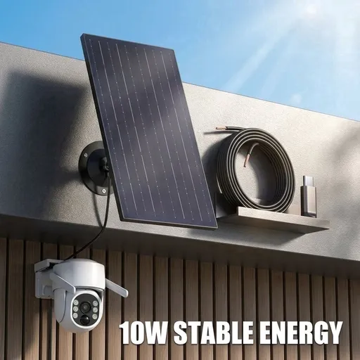 Solar Panel for Security Camera 10W 5V Outdoor Continuous Power Supply with 360 Degree Mounting Bracket 9.84 FT USB-C Cable