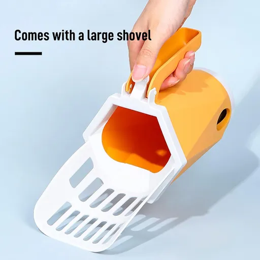Cat Litter Shovel with Waste Can, Removable Cat Litter Scoop Holder, Large Capacity Portable Cat Litter Scooper (Yellow)