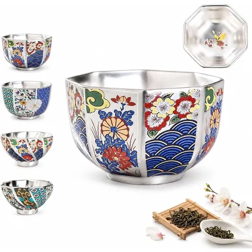 Chinese Gongfu Tea Cup,5.58oz Ceramic Teacups with Silver Inner, Traditional Chinese Kung Fu Tea Master Cup,Enamel Floral Water Cups Drinking Cup for Tea Ceremony, Premium Teas Lover Gift