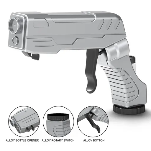 Silver Champagne & Beer Spray Gun - Ultimate Party Starter & Drink Dispenser with Bottle Opener