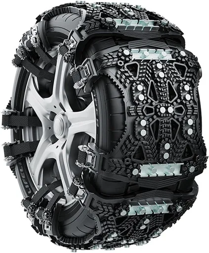 Snow Chain - Anti-Slip for Car Tires | Snow Chains - Steel Plate Snow Chains for Cars - Universal Type - Includes Mounting Tools, Storage Bag, and Gloves (Yellow - 1 Piece)
