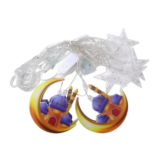 Lights Moon-Star Curtain Lights : 8 Modes Ramadan Decorations Curtain String Lights Fairy String Lights for Kids Bedroom Decor
