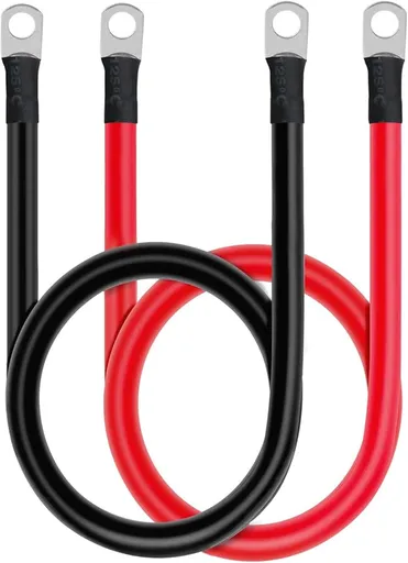 5 AWG Battery Cable Set, 20 Inch Copper Power Inverter Cables with Terminals for Car, Vehicle, RV, Solar Application and More (3/8" Ring, 1 Set)