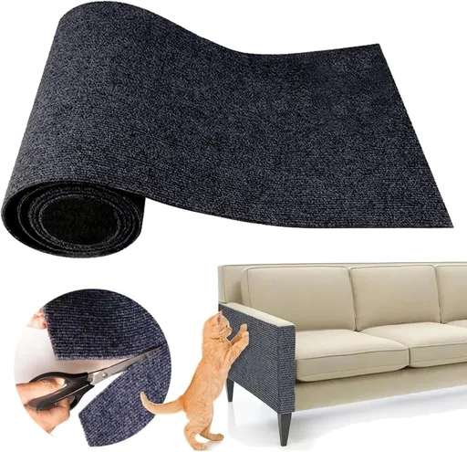 78.7"X15.8" Self-Adhesive Cat Scratching Mat - Durable Couch Protector from Cat Claws, DIY Furniture Protector from Cats Scratching, Sticky cat Scratch Wall mat- No Residue, Safe for Cats - Dark Gray