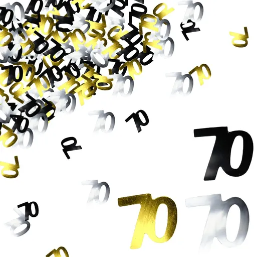 70th Birthday Confetti Seventy Years Old 70 Anniversary Number Confetti for Birthday Party Decor Wedding Table Decoration (1oz, Gold Silver Black Mix)
