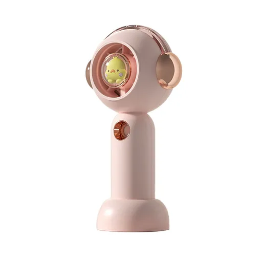 Portable Handheld Misting Fan Cute Cartoon USB Rechargeable Personal Fan for Outdoor Indoor Pink