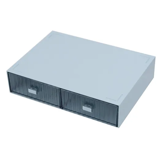 Desktop Drawer Organizer Waterproof Dustproof Plastic DIY Combination Multi Layer Stackable Drawer Storage Case Striped Blue 2 Drawers
