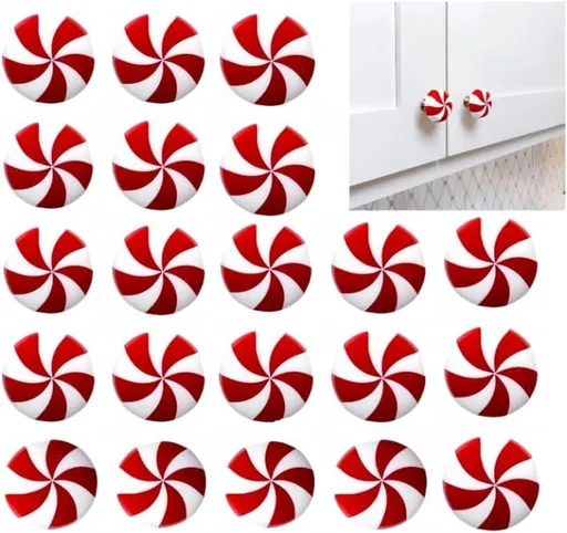JOASIS 20 Pack Christmas Silicone red White Candy Cabinet knob Covers for a Variety of Kitchen, Living Room, and Bedroom Cabinet knobs