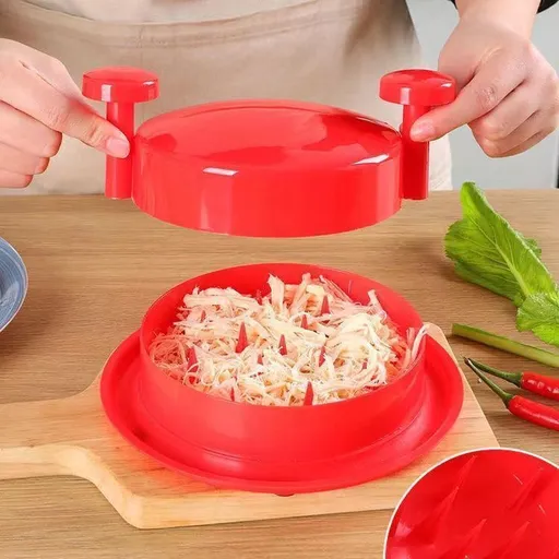 Red Manual Meat Shredder with Spiked Interior for Quick Chicken Separation Professional Rotating Tool for Local Home Kitchens Effortless Meal Prep Solution
