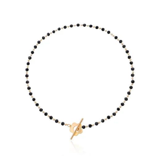 Boho Black Crystal Choker Necklace for Women Teen Girls,Dainty Gemstone Flower Choker Necklace OT Buckle Handmade Jewelry Gifts