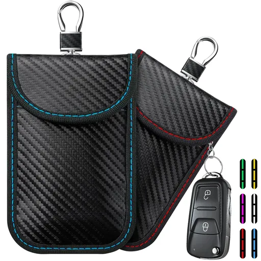 Faraday Bag Key Protector, 2 Pack Signal Blocking RFID Key Fob Protector Pouch, Anti-Theft Car Security Cage