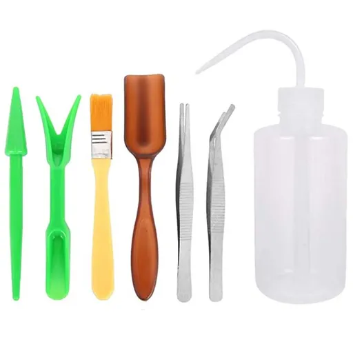 7pcs Set Garden Tools Planting Shovel Small Hand Tools Tool kit Miniature Planting Tool Miniature Kits Planting Tools Water Sprayer