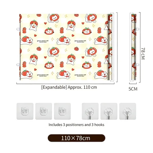 Cartoon Pattern Pet Retractable Barrier Gate, Small 78x110cm Tomato Cat Print, Anti‑jump Cat Isolation Fence, Indoor Safety Partition, Christmas & Halloween Decor Pet Supply, Practical Holiday Gift
