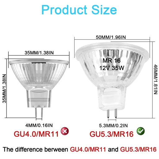 MR16 Halogen Bulb 35W Dimmable 12V GU5.3 Bi Pin Base Spotlight with Long Lifespan, 2700K Warm White MR16 Bulbs 6 Pack