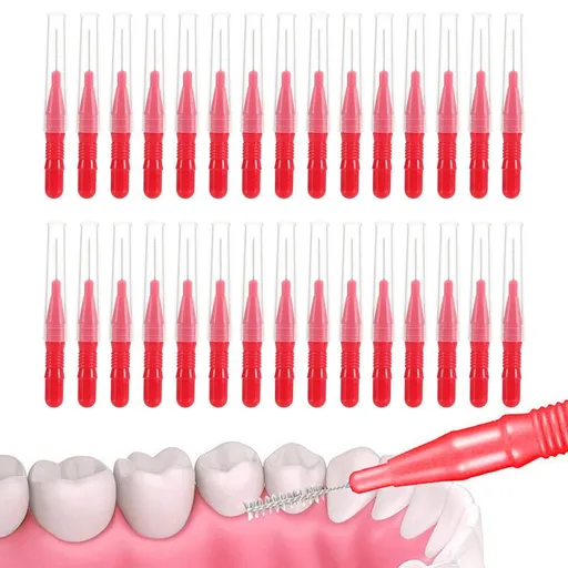 30 Pack Mini Cleaning Brushes for Braces Teeth Lashes and Brows - Red